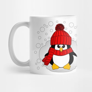 Christmas Penguin with Red Hat and Scarf Mug